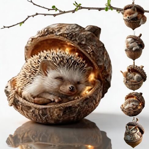 3D Forest Animal Acorn Ornaments, Woodland Christmas Decor with Realistic Animal Figures, Resin Hanging Ornaments for Christmas Tree, Home, Party Decor, Cozy Forest Theme Collection (Squirrel) in Saudi Arabia