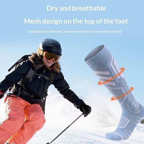 Merino Wool Ski Socks for Women Cold Weather Knee-high Thermal Warm Socks for Snowboarding,Hunting,Snow Sports in Kuwait