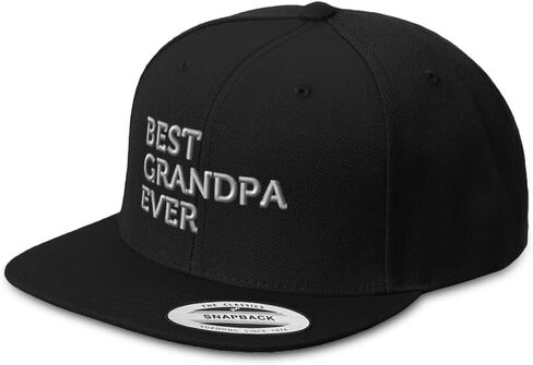 Snapback Hat for Men Flat Brim Hats Best Grandpa Ever Grandfather Gramps Embroidered Flat Bill Hat Acrylic in Kuwait