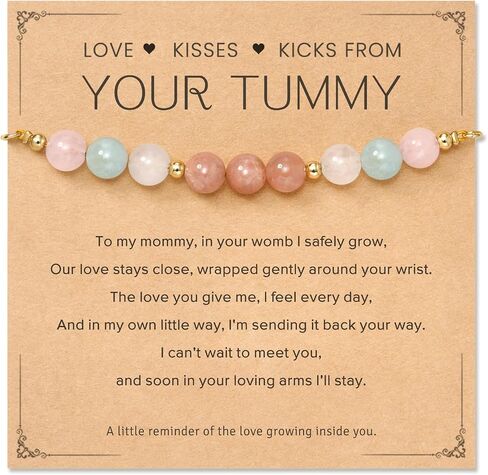 Pregnancy Gift for Expecting Mom, From Baby to Mommy Bracelet, First Pregnancy Keepsake, Natural Stone Adjustable Bracelet for Baby Shower or Mother’s Day in Kuwait