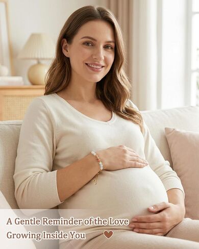 Pregnancy Gift for Expecting Mom, From Baby to Mommy Bracelet, First Pregnancy Keepsake, Natural Stone Adjustable Bracelet for Baby Shower or Mother’s Day in Kuwait