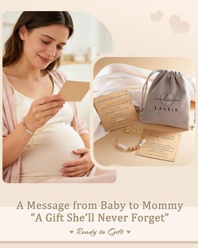 Pregnancy Gift for Expecting Mom, From Baby to Mommy Bracelet, First Pregnancy Keepsake, Natural Stone Adjustable Bracelet for Baby Shower or Mother’s Day in Kuwait