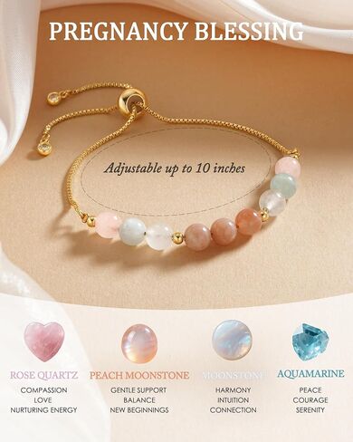 Pregnancy Gift for Expecting Mom, From Baby to Mommy Bracelet, First Pregnancy Keepsake, Natural Stone Adjustable Bracelet for Baby Shower or Mother’s Day in Kuwait