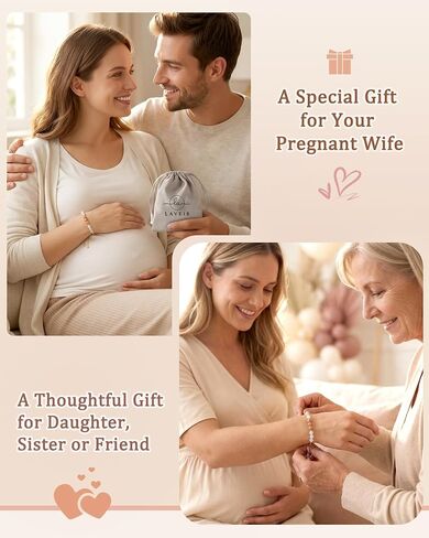 Pregnancy Gift for Expecting Mom, From Baby to Mommy Bracelet, First Pregnancy Keepsake, Natural Stone Adjustable Bracelet for Baby Shower or Mother’s Day in Kuwait