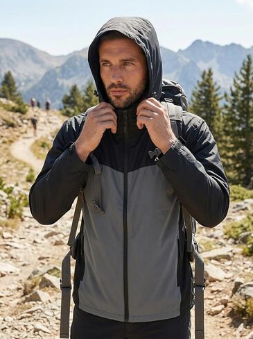 Mens Lightweight Windbreaker Packable Rain Jacket Water Resistant Hooded Raincoat for Travel Hiking Hunting in Kuwait