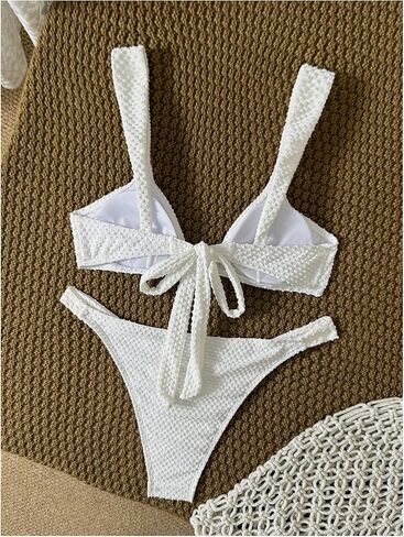 Verdusa Women's 2 Piece Textured Bikini Sets High Waisted Triangle Bathing Suit Summer Elegant Beach Vacation Outfits in Saudi Arabia