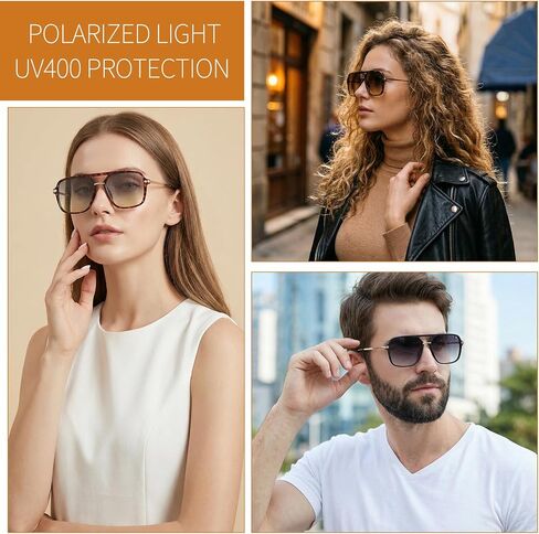 JATEBI 4 Packs Retro Sunglasses for Women Men, Vintage Oversized Square Sunglasses, Trendy Double Bridge Sun Glasses with Polarized Lens, UV400 Protection, 70s Shades in Kuwait