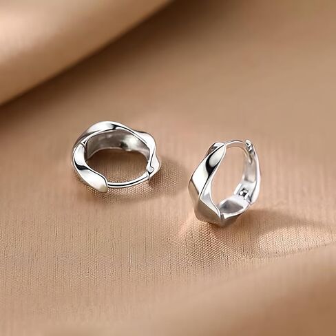الصلبة 925 فضة تويست هوب أقراط Huggie للنساء المراهقات الصغيرة الحد الأدنى هوب أقراط الغضروف هيبوالرجينيك in Kuwait