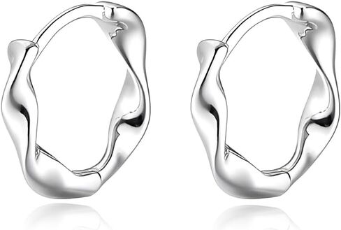 Solid 925 Sterling Silver Twist Hoop Earrings Huggie for Women Teens Small Minimalist Hoop Earrings Cartilage Hypoallergenic in Saudi Arabia