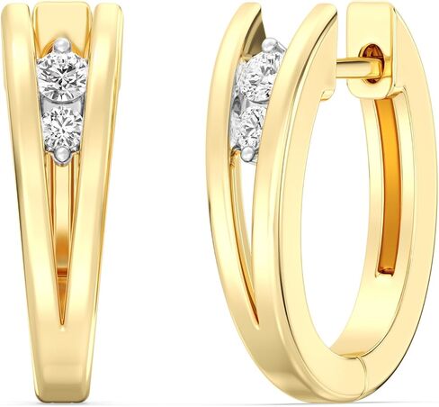 Itsy Bitsy by Gilded 14KT Gold Plated Sterling Silver Diamond Hoop Earrings, 1/6 CTTW, SI1 F-Color Lab Grown Diamond in Saudi Arabia