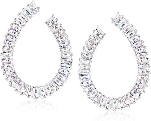 Ross-Simons Rhodium-Plated Front-Back Hoop Earrings With 7.00 ct. t.w. Czs in Kuwait