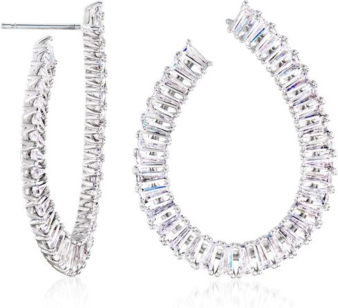Ross-Simons Rhodium-Plated Front-Back Hoop Earrings With 7.00 ct. t.w. Czs in Kuwait