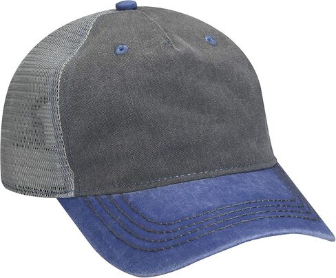 Adams Pigment-Dyed Twill & Mesh 5 Panel Trucker Cap OS CHRCL/ ROYL/ GRY in Kuwait