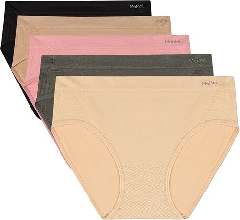 MeMoi 5 Pair Women's Seamless Honeycomb-Pattern Tag-Free Hipster Panties in Kuwait