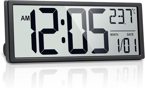 16" Large Digital Wall Clock Battery Operated with Big Display Numbers, Temperature and Date, Auto DST and Alarm, for Office, Classroom, Gym, Bedroom, Living Room in Saudi Arabia