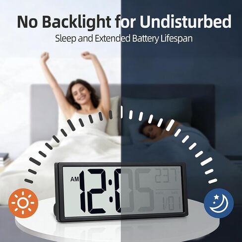 16" Large Digital Wall Clock Battery Operated with Big Display Numbers, Temperature and Date, Auto DST and Alarm, for Office, Classroom, Gym, Bedroom, Living Room in Saudi Arabia