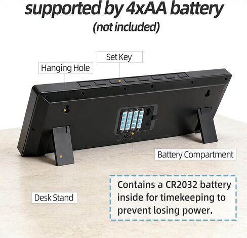 16" Large Digital Wall Clock Battery Operated with Big Display Numbers, Temperature and Date, Auto DST and Alarm, for Office, Classroom, Gym, Bedroom, Living Room in Saudi Arabia