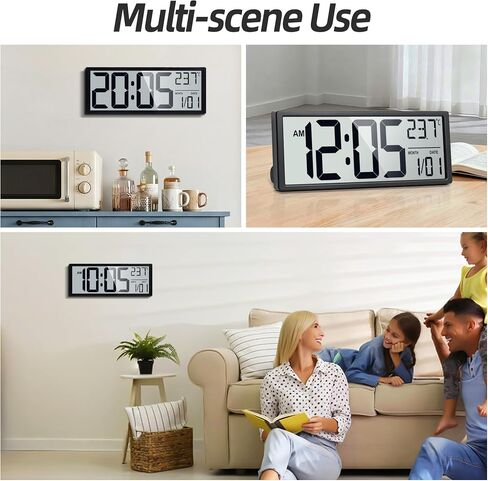 16" Large Digital Wall Clock Battery Operated with Big Display Numbers, Temperature and Date, Auto DST and Alarm, for Office, Classroom, Gym, Bedroom, Living Room in Saudi Arabia