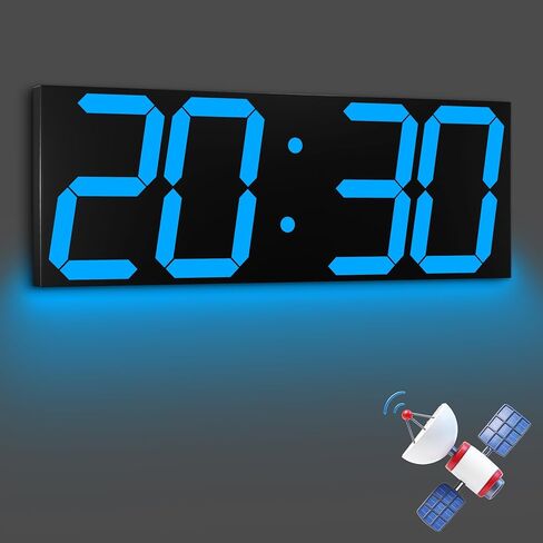 CHKOSDA 18.7 Inch Large Digital Wall Clock with GPS Auto-Sync Time - Blue | 164ft Visibility, No Wi-Fi, 8-Level Dimming, Timer, Remote, Wall-Mounted, for Living Room, Office, Classroom, Garage in Saudi Arabia