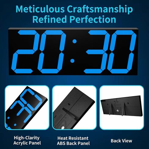 CHKOSDA 18.7 Inch Large Digital Wall Clock with GPS Auto-Sync Time - Blue | 164ft Visibility, No Wi-Fi, 8-Level Dimming, Timer, Remote, Wall-Mounted, for Living Room, Office, Classroom, Garage in Saudi Arabia