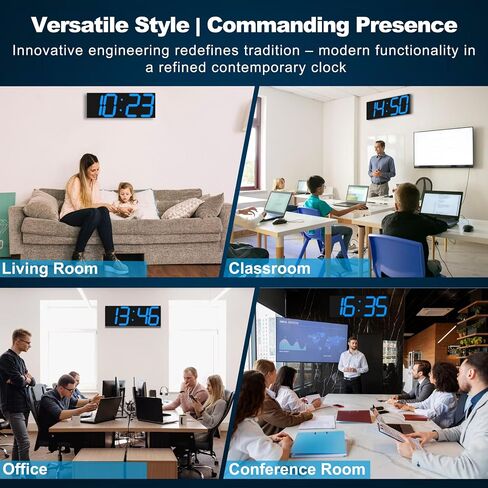 CHKOSDA 18.7 Inch Large Digital Wall Clock with GPS Auto-Sync Time - Blue | 164ft Visibility, No Wi-Fi, 8-Level Dimming, Timer, Remote, Wall-Mounted, for Living Room, Office, Classroom, Garage in Saudi Arabia