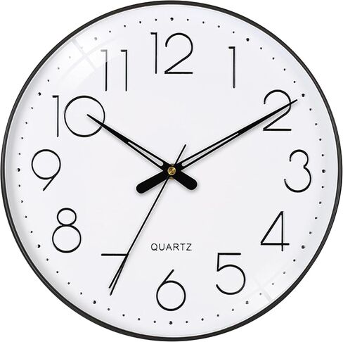 Wall Clock, Silent Non-Ticking Modern Battery Operated Clocks for Living Room, Office, Home, Bathroom, Kitchen, Bedroom 12 Inch White in Saudi Arabia