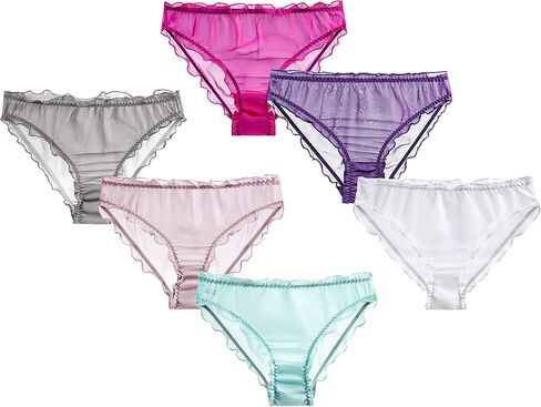 6Pairs Women Underwear Pure Silk Briefs Panties Lace String Soft Smooth Healthy Bikini Classic Underpants in Saudi Arabia