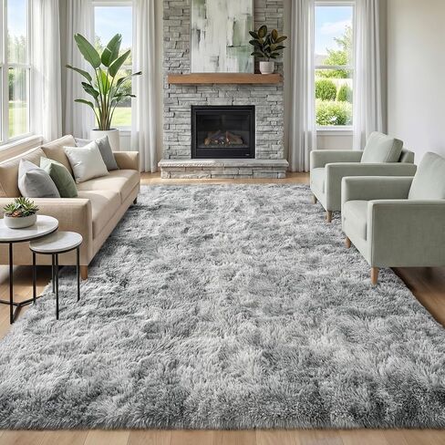 Fluffy Rugs for Living Room: Black Soft Shag Rug for Bedroom, Large Fuzzy Plush Indoor Carpet Non Slip Modern Rug for Nursery Kids Room Dorms Office Home Decor, 7x10 Feet in Kuwait