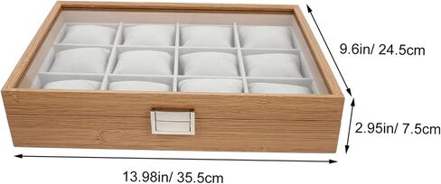 PartyKindom Elegant Wood Watch Case with Slots Decorative Watch Box for Jewelry Storage Lid for Display for Home and present Giving in Kuwait