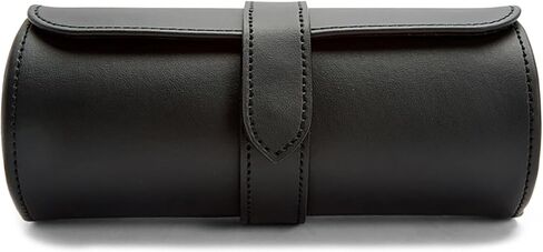 WOLF Axis Triple Watch Roll, Black/Powder Coat - Holds Up to Three Watches - Vegan Leather, Ultra-Suede Lining, Snap Closure - Includes Two Watch Guards in Saudi Arabia