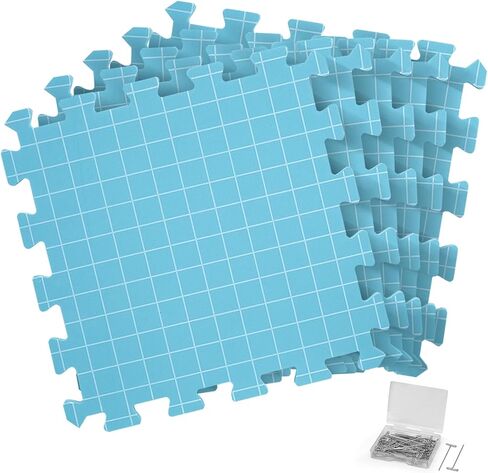 CraftyManor 9 PCS Blocking Mats for Knitting & Crochet Projects, Extra Thick Crochet Blocking Mats with 50 T- Pins, Knitting Blocking Mats and Pins, Green in Kuwait