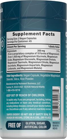 Natural Vitality MaxCalm Magnesium Complex Capsules | Advanced Formula & Enhanced Absorption | Gluten Free & Vegan Supplement | 90 Count in Saudi Arabia