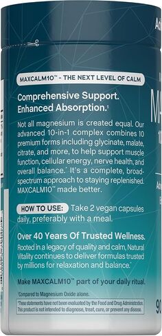 Natural Vitality MaxCalm Magnesium Complex Capsules | Advanced Formula & Enhanced Absorption | Gluten Free & Vegan Supplement | 90 Count in Saudi Arabia
