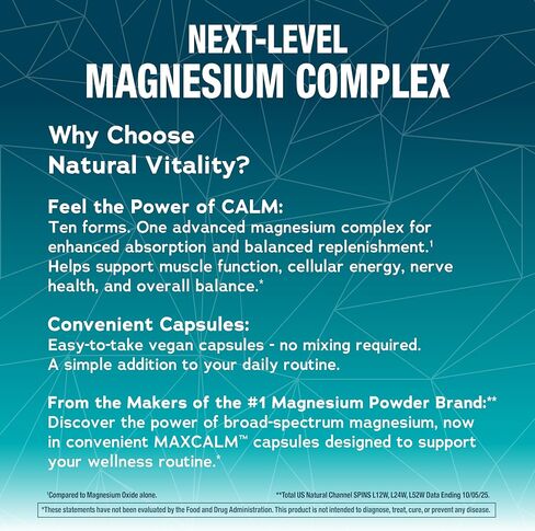 Natural Vitality MaxCalm Magnesium Complex Capsules | Advanced Formula & Enhanced Absorption | Gluten Free & Vegan Supplement | 90 Count in Saudi Arabia