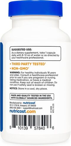 Nutricost Iron (65mg) with Vitamin C (270mg) 120 Capsules - Vegan, GMO-Free in Kuwait