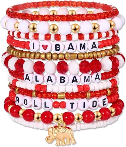 Friendship Bracelets Trendy Clay Bead Bracelets Stack Gold Beaded Stretch Bracelets for Women, 7PCS Purple Boho Stackable Bracelets Bulk Cute Jewelry in Saudi Arabia