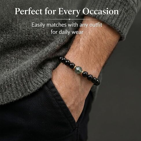 Long tiantian Obsidian Bracelet Black Tourmaline Beaded Bracelet For Women Black Crystal Bracelet Stretch Bead Jewelry in Kuwait
