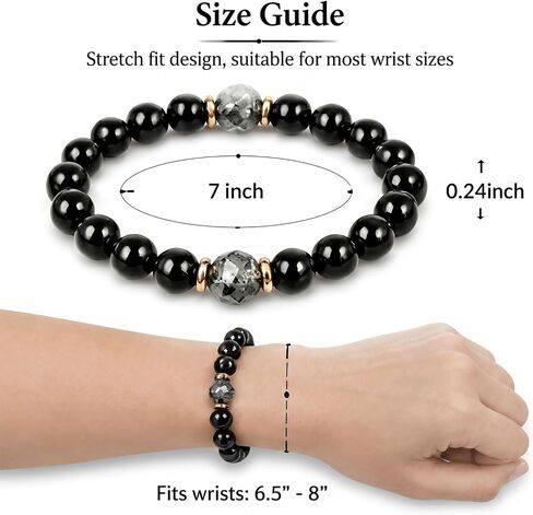 Long tiantian Obsidian Bracelet Black Tourmaline Beaded Bracelet For Women Black Crystal Bracelet Stretch Bead Jewelry in Kuwait