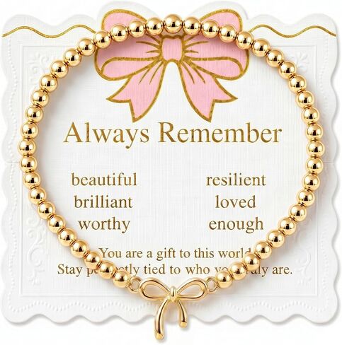 Meaningful Gifts Bracelet for Women Birthday - Bow Beaded Bracelets Always Remember Gifts for Daughter Sister in Saudi Arabia
