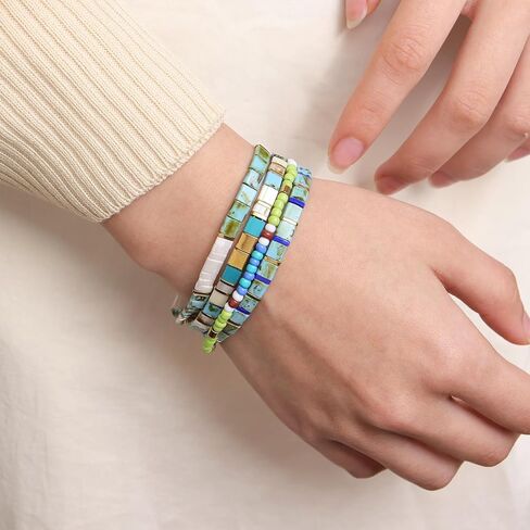 Tila Flat Seed Beads Stack Bracelets Set for Women, Boho Handmade Glass Colorful Beads Friendship Stretch Bracelet Holiday Prom Jewelry Gift. in Saudi Arabia