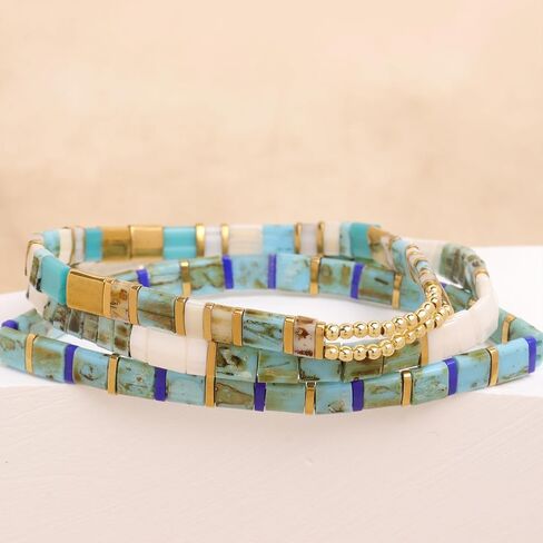 Tila Flat Seed Beads Stack Bracelets Set for Women, Boho Handmade Glass Colorful Beads Friendship Stretch Bracelet Holiday Prom Jewelry Gift. in Saudi Arabia