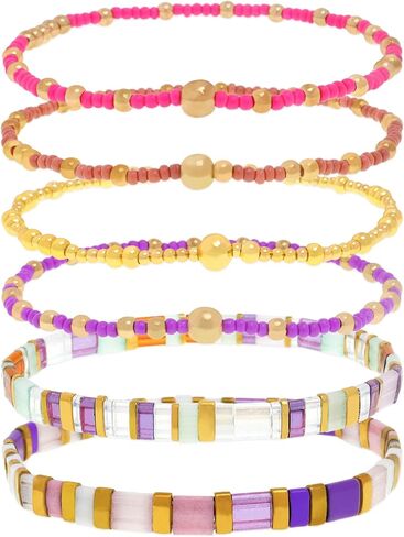 Tila Flat Seed Beads Stack Bracelets Set for Women, Boho Handmade Glass Colorful Beads Friendship Stretch Bracelet Holiday Prom Jewelry Gift. in Saudi Arabia