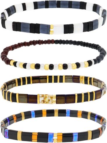 Tila Flat Seed Beads Stack Bracelets Set for Women, Boho Handmade Glass Colorful Beads Friendship Stretch Bracelet Holiday Prom Jewelry Gift. in Saudi Arabia