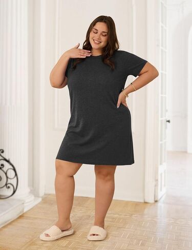3 Pack Cotton Nightgowns for Women Short Sleeve Sleep Shirts Comfy Soft Nightshirt Pajama Sleep Dress in Kuwait