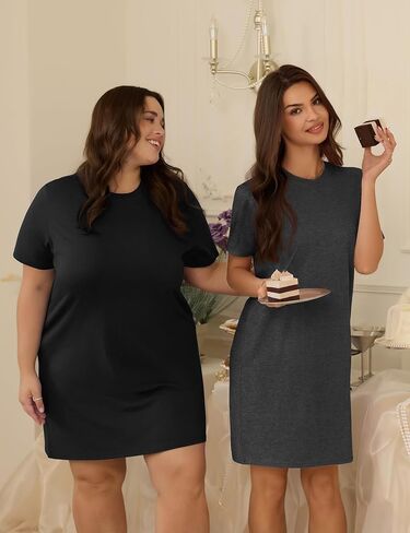 3 Pack Cotton Nightgowns for Women Short Sleeve Sleep Shirts Comfy Soft Nightshirt Pajama Sleep Dress in Kuwait