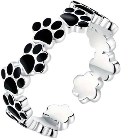 Yocoyee Lovely Animal Paw Rings Dog Cat Footprint Paw Open Finger Rings for Women Pet Animal Lover Jewelry in Kuwait