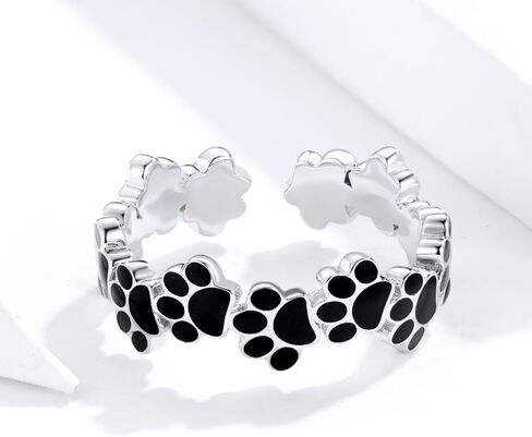 Yocoyee Lovely Animal Paw Rings Dog Cat Footprint Paw Open Finger Rings for Women Pet Animal Lover Jewelry in Kuwait