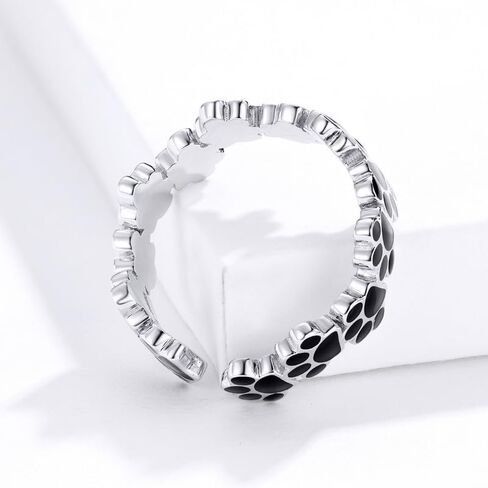 Yocoyee Lovely Animal Paw Rings Dog Cat Footprint Paw Open Finger Rings for Women Pet Animal Lover Jewelry in Kuwait