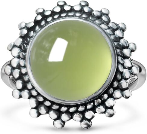 S925 Sterling Silver Retro Sunflower Natural Genuine Quartz Crystal Gemstone Turkish Stone Ring Jewelry,Round Sunflower Sun Ring for Women in Saudi Arabia