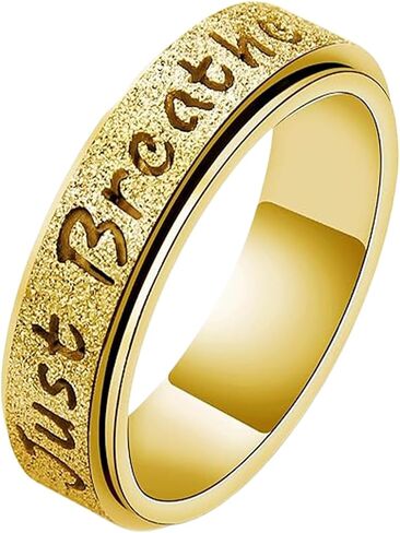 Just Breathe Fidget Ring for Women, Rotatable Fidget Anxiety Finger Rings Spinner Stress Relief Stainless Steel Jewelry Gift in Kuwait